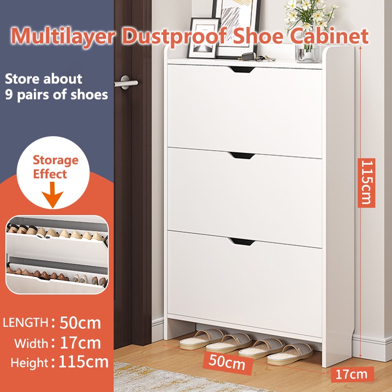 Ultrathin Shoe Wood Large Capacity 3 Layer Shoe Rack Organize