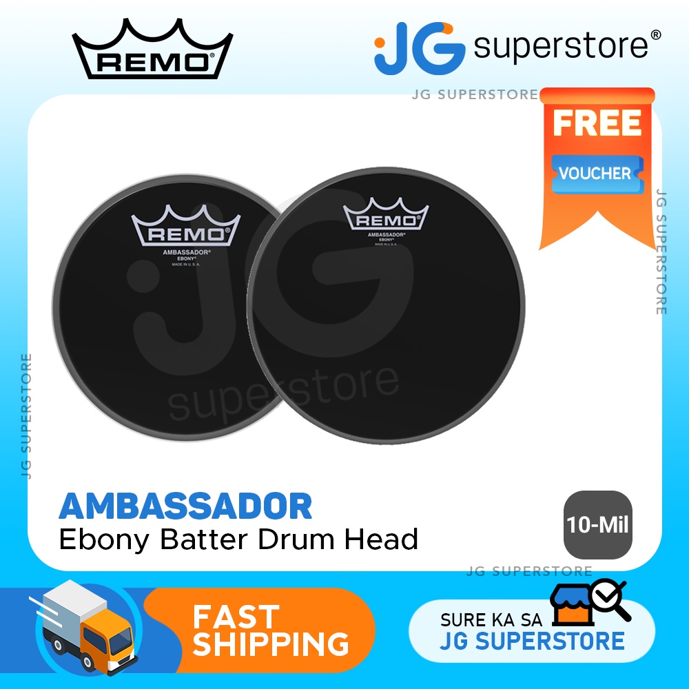 Remo 6"/ 8" Ambassador Ebony Batter Drum Head with Open Resonant Tones