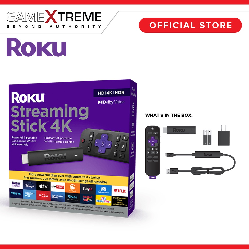 Roku Streaming Stick 4K  Streaming Device with Voice Remote and