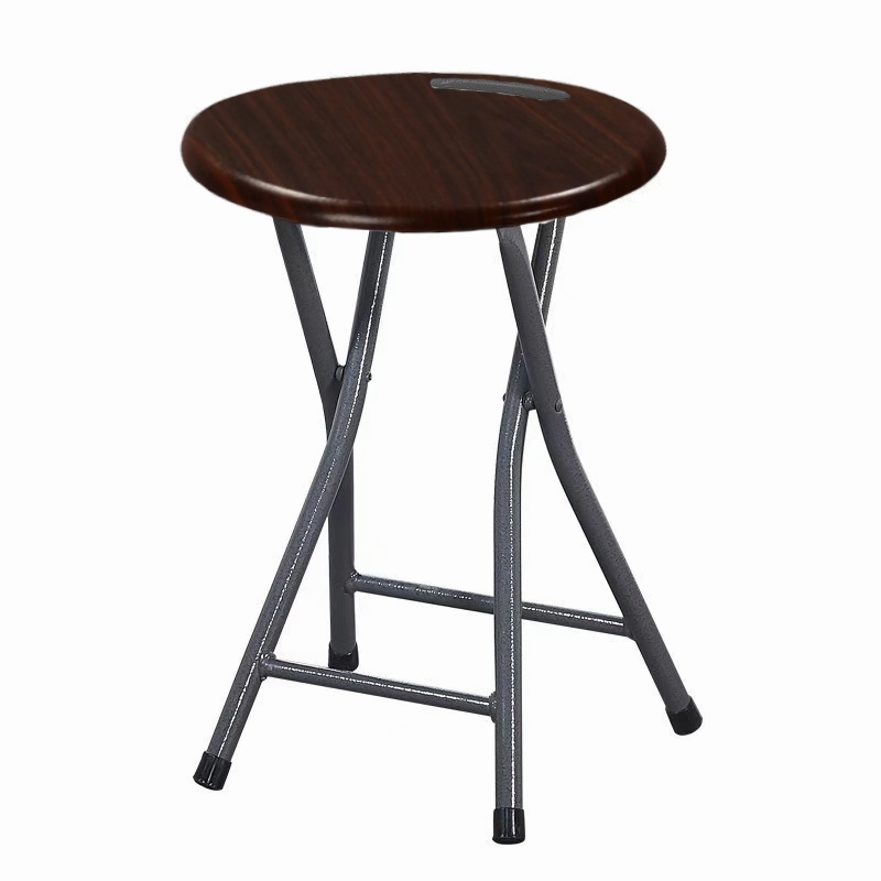 WOOD Portable Folding Stool 18.1 inch Heavy Duty Fold up Stool Metal