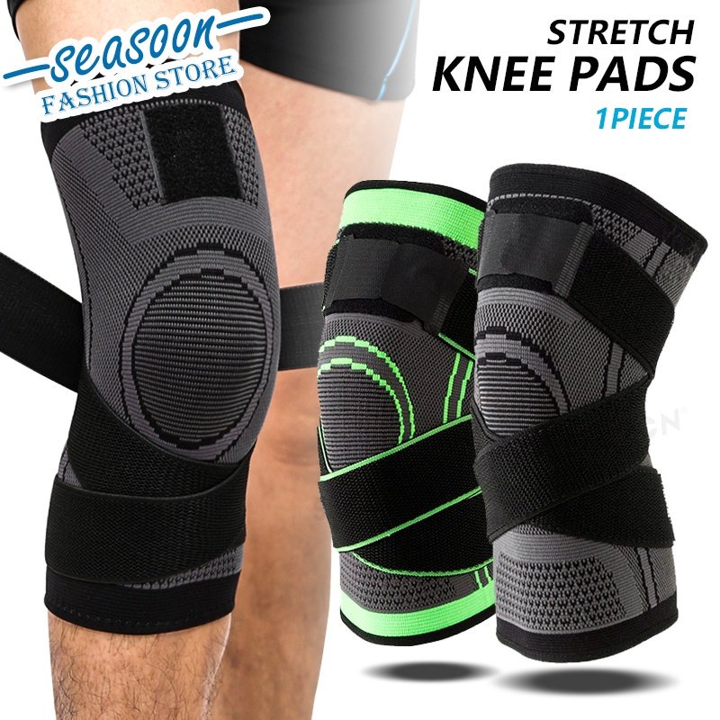 1PCS Sports Men Pressurized Elastic Knee Pads Support Fitness Gear Brace  Protector
