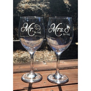 Custom Monogram Stemmed Wine Glass Gifts for the Bride by Kim Stealey