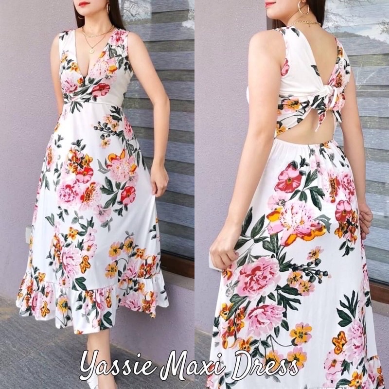 Yassie V-Neck Backless Maxi Dress Summer Dress Elegant Long Dress ...