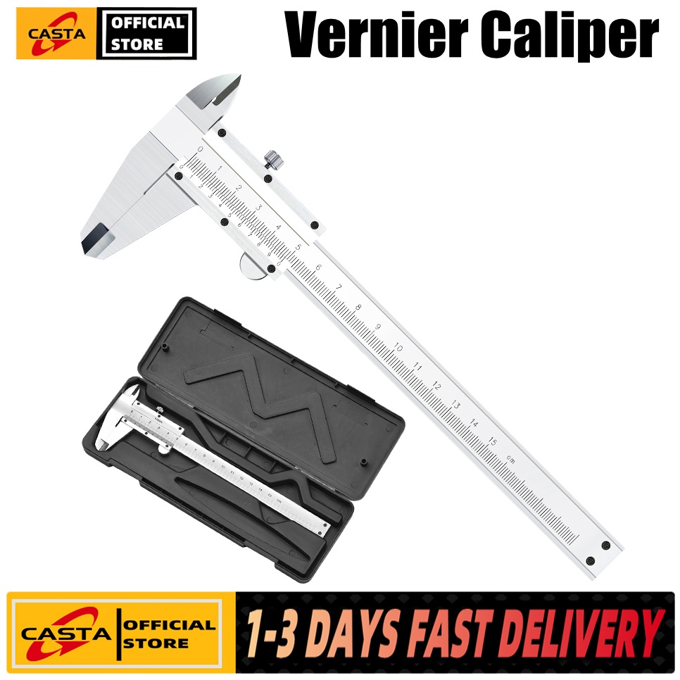 Casta 6" 150 mm Manual Vernier Caliper Ruler Stainless Steel With Case
