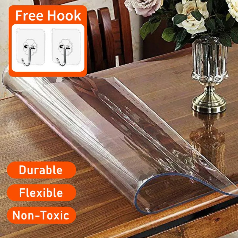 . table cloth 6 seater . ♔PVC Clear Plastic Table Cloth Cover