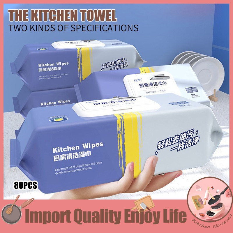 80pcs Kitchen Wipes Multipurpose Dish Cleaning Scented Wipes Degreasing