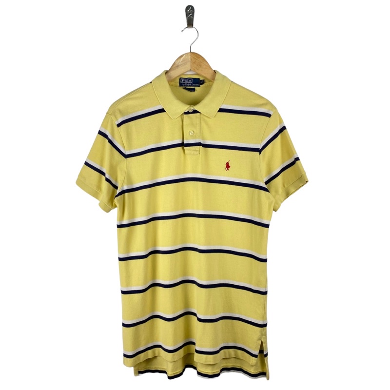 Ralph Lauren Striped Polo Shirt (Yellow) | Shopee Philippines