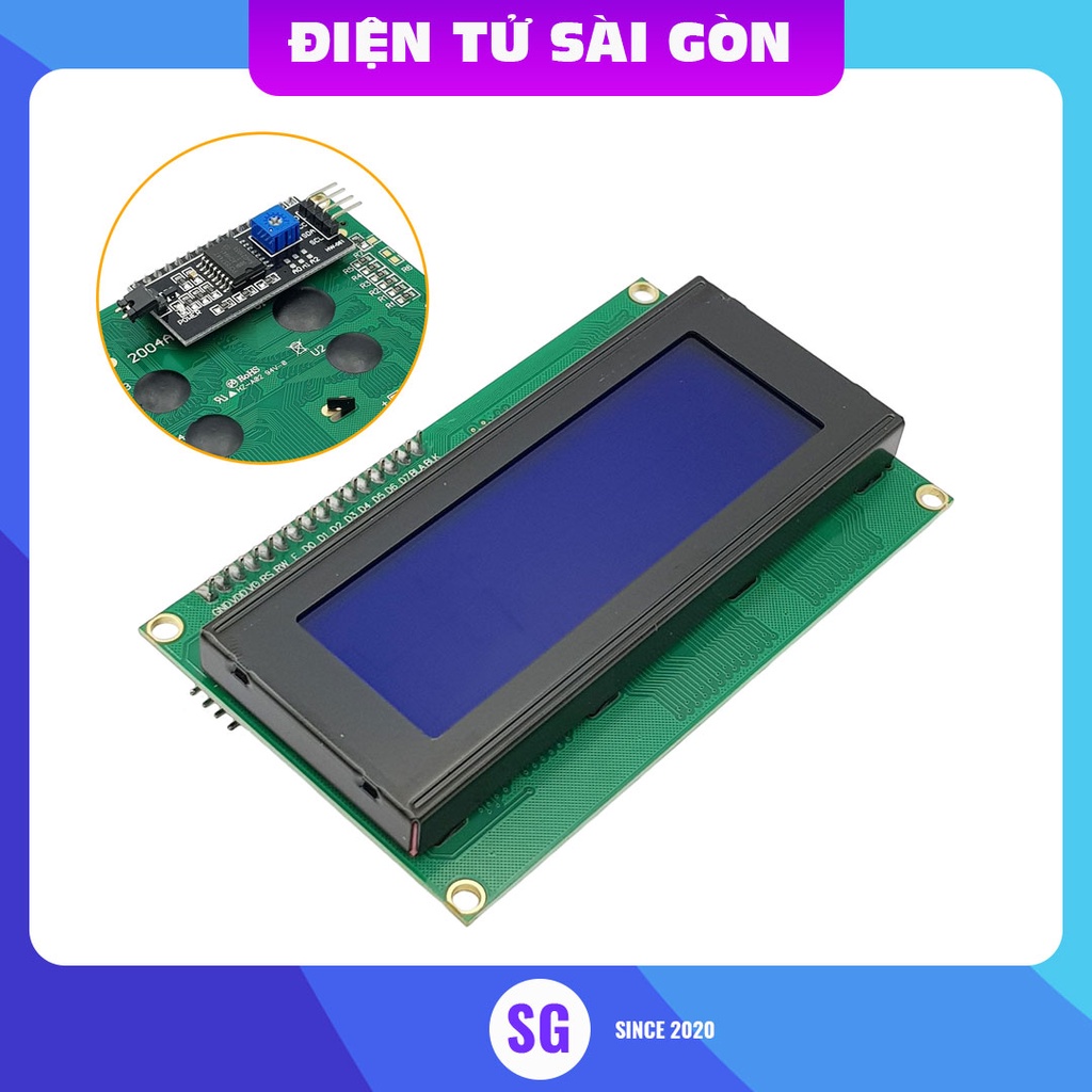 2004 LCD screen with I2C blue background and white letters for Arduino ...