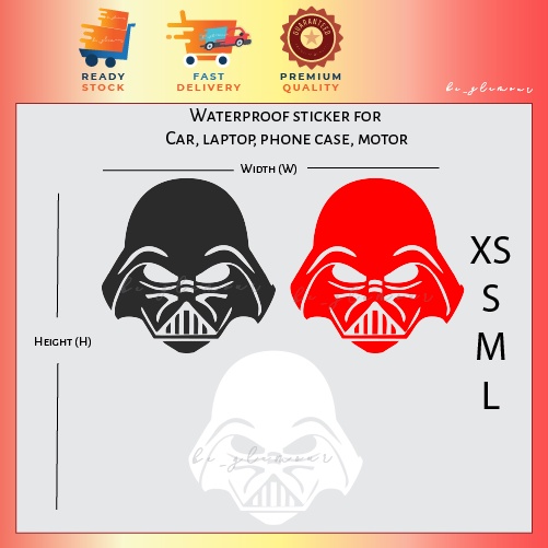 Darth Vader sticker star wars stiker reflective waterproof cahaya Car