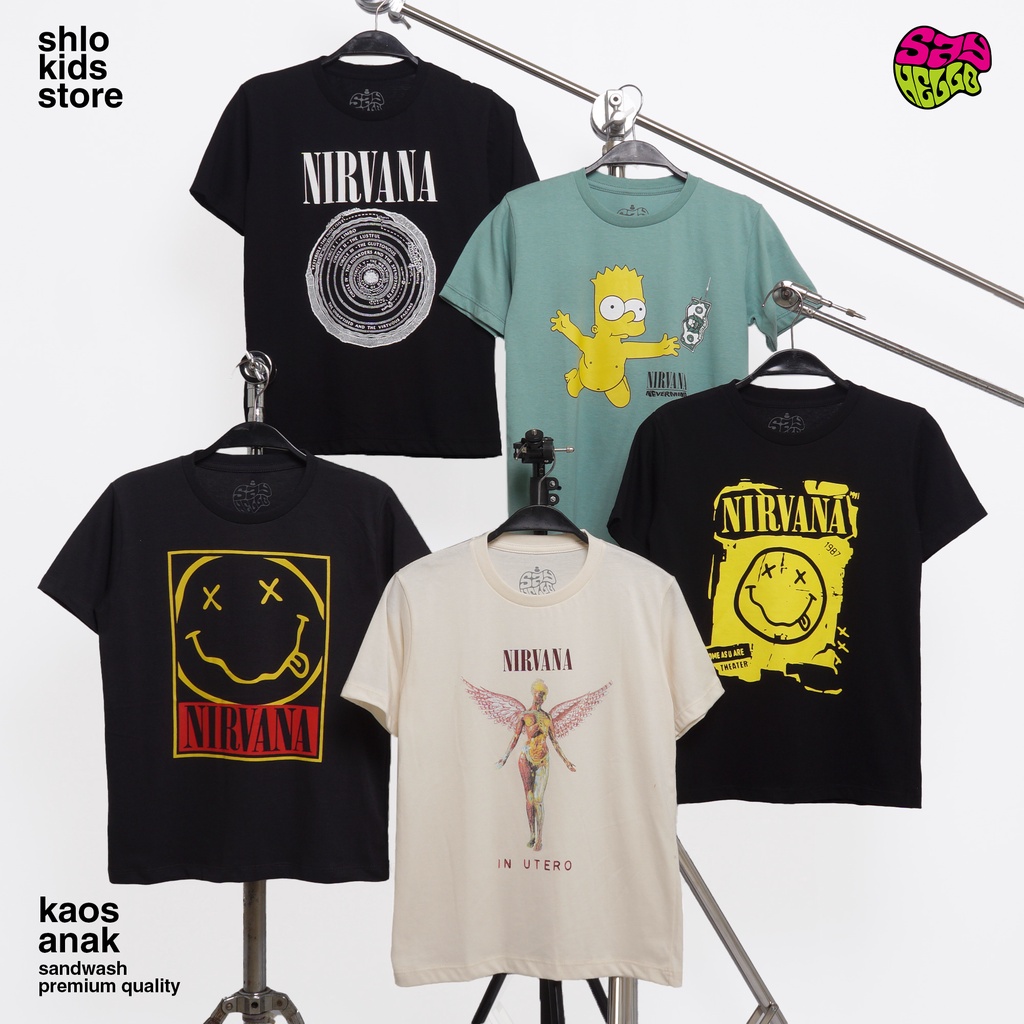 Sayhello Nirvana unisex Children's Band TShirt Shopee Philippines