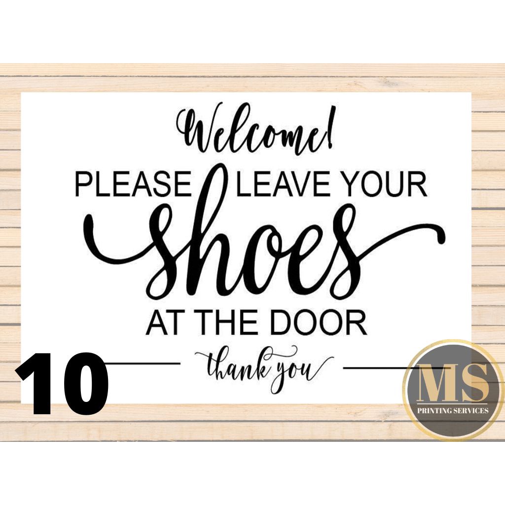 No Shoes Slippers Signage (Laminated Signage and Waterproof Vinyl ...