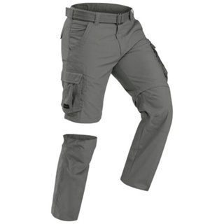 Men's Travel Trekking Cargo Shorts - TRAVEL 100 - Grey