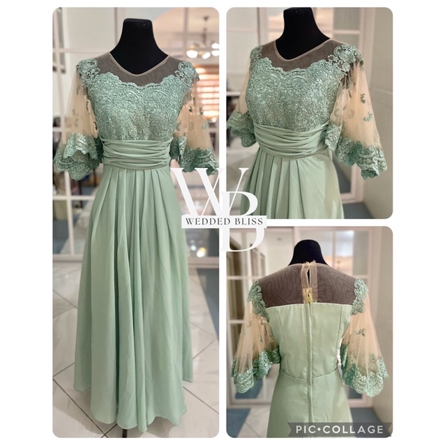 Sage Green Mother Principal Sponsor ninang Gown Shopee Philippines