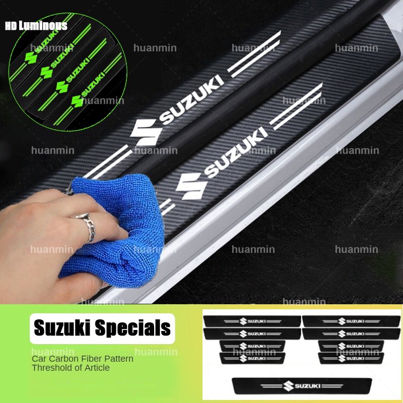 [Ready Stock] Carbon Fiber Luminous Car Door Sill Strip Protector