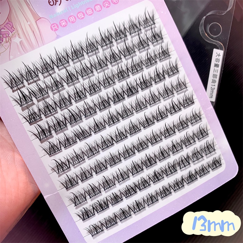 10 Rows Large Capacity Thick Natural Manga False Eyelashes Segmented ...