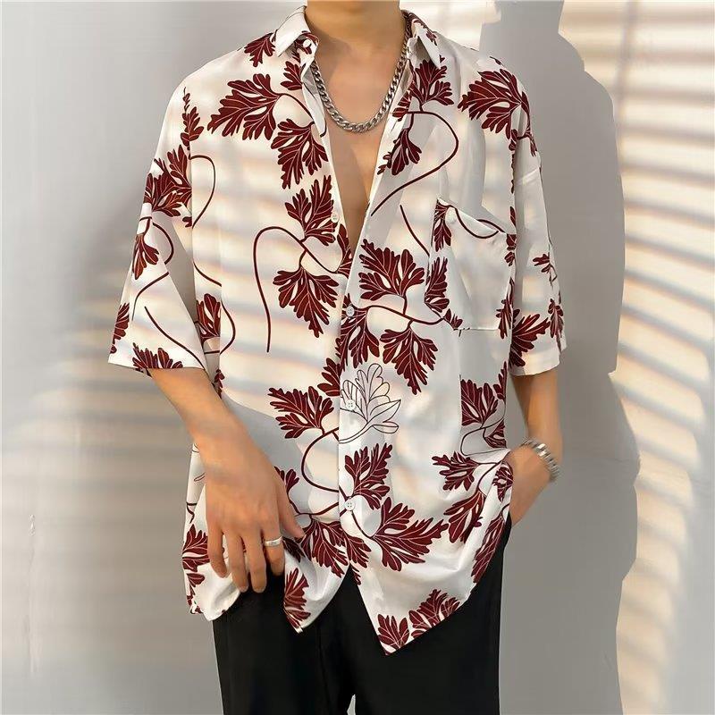 M-XXXL Summer Japanese Style Men's Fashion Short Sleeve Hawaiian Polo ...