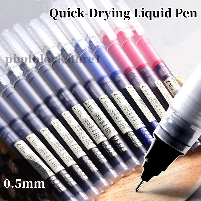 Straight Liquid Pen 0.5mm Gel Pen QuickDrying Rollerball Neutral Pen student school office