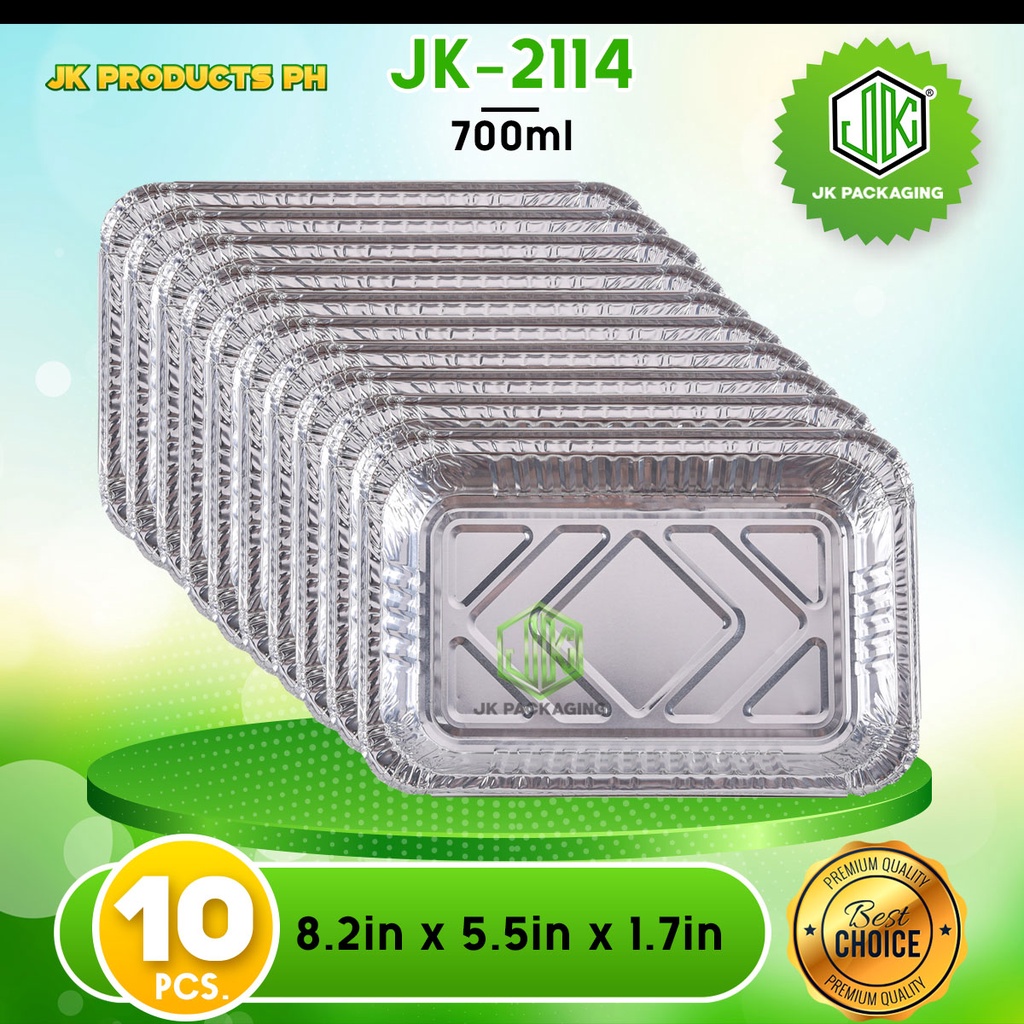 JK PRODUCTS ( 8.2 x 5.5 x 1.7 )【 10 PCS.】Aluminum Tray w/ Cover Lid JK2114 700ml Shopee