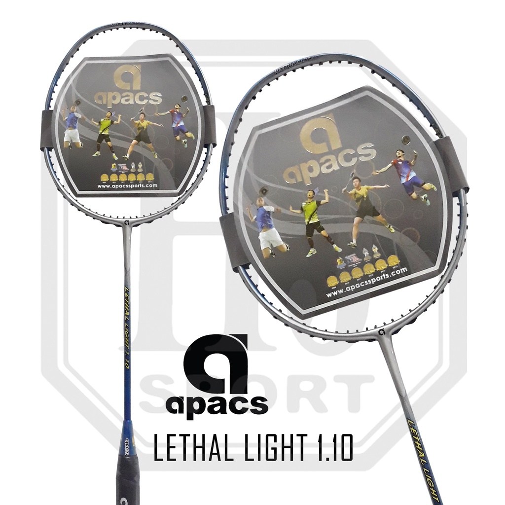 Original Apacs Lethal Light Racket 1.10 Bonus Strings And Badminton Bag ...
