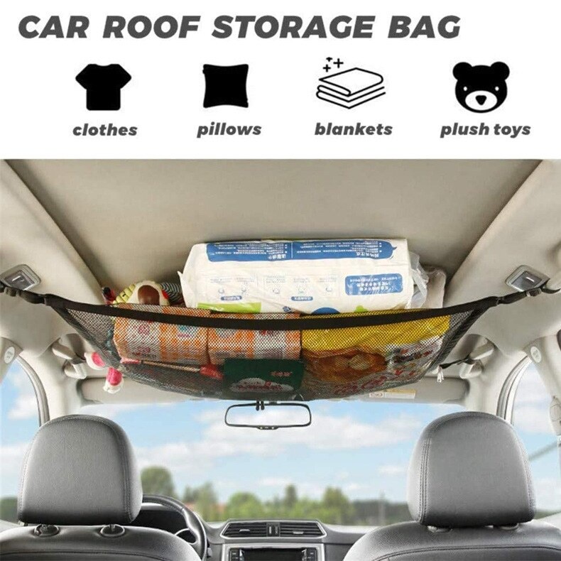 Portable Car Ceiling Roof Storage Net Pocket Roof Interior Cargo Net ...