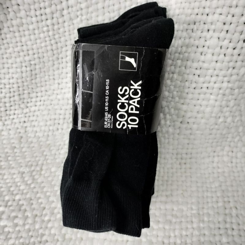 H&M SOCKS 10 PACK ALL BLACK | Shopee Philippines