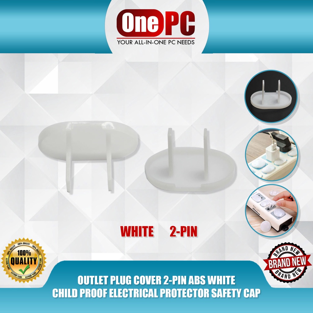 OUTLET PLUG COVER 2-PIN ABS WHITE, CHILD PROOF ELECTRICAL PROTECTOR ...