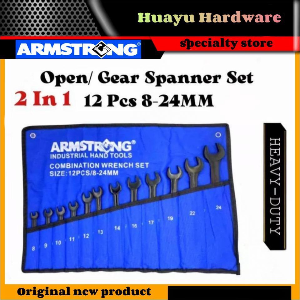 Armstrong Combination Wrench Open / Socket Gear Spanner Set Heavy Duty ...