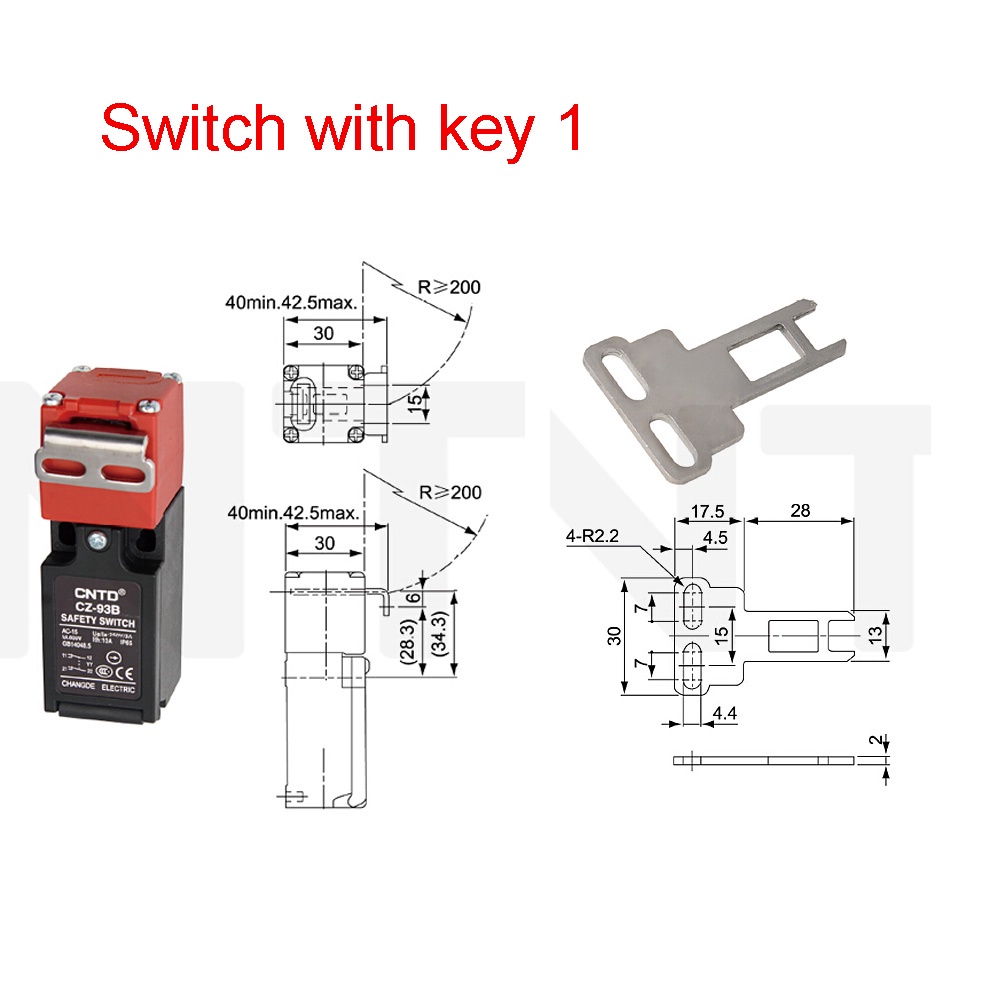 CZ-93B 2B (2NC) Safety Interlock Limit Switch with Key | Shopee Philippines