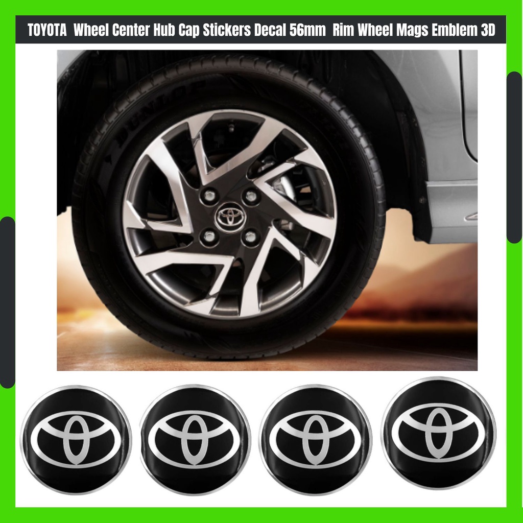 TOYOTA 4PCS Wheel Center Hub Cap Stickers Decal 56mm Hub Center Cap Car