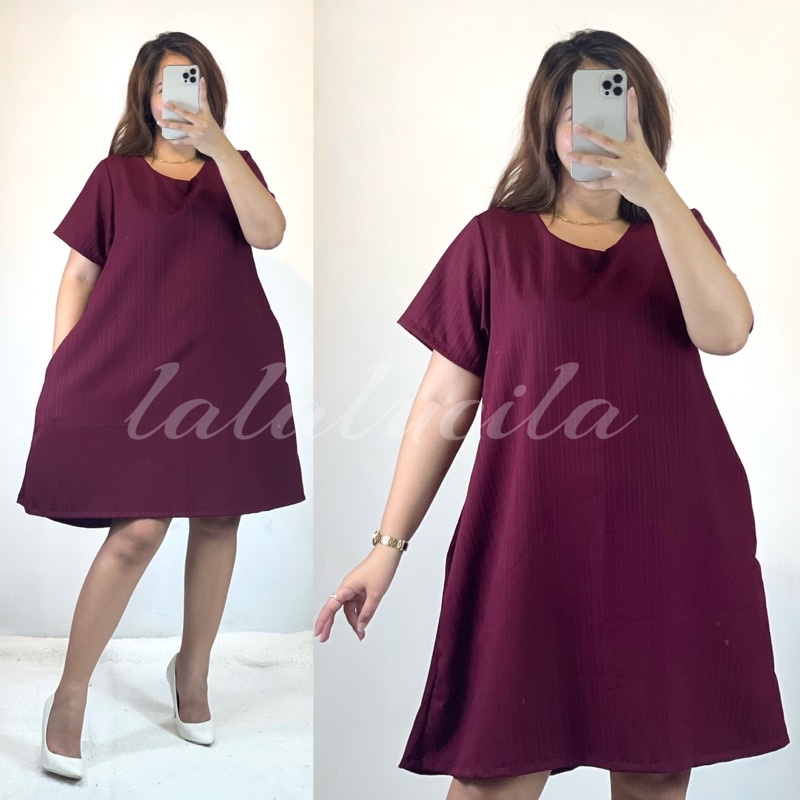 KC XL 2XL Straight Cut Dress with Pockets Surf Crepe PLUS SIZE Shopee Philippines