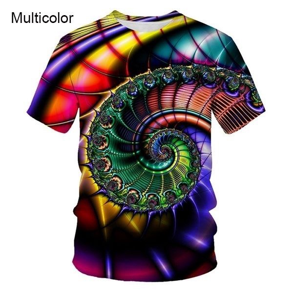 2023 Newest Fashion Rainbow 3d Printing T Shirt Vertigo Hypnotic Vortex