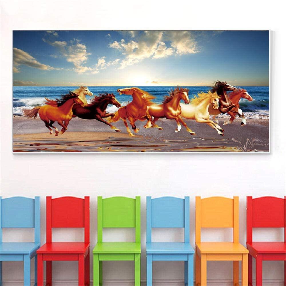 Art Seven Running Horses Canvas Painting Animal Pictures For Living