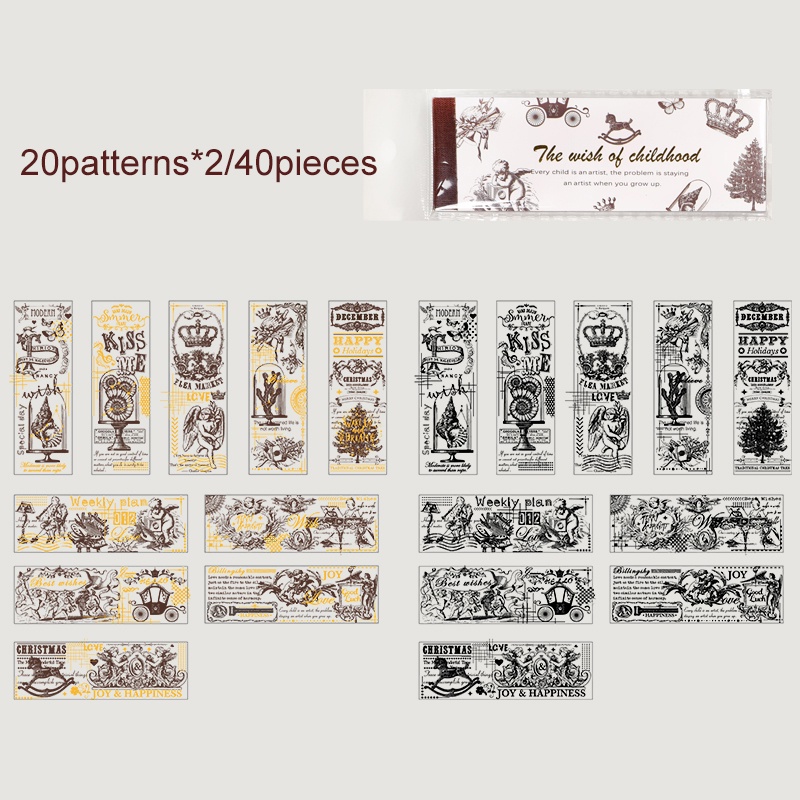 Journamm 40pcs/pack Gilding Craft Vintage Stickers Book DIY ...