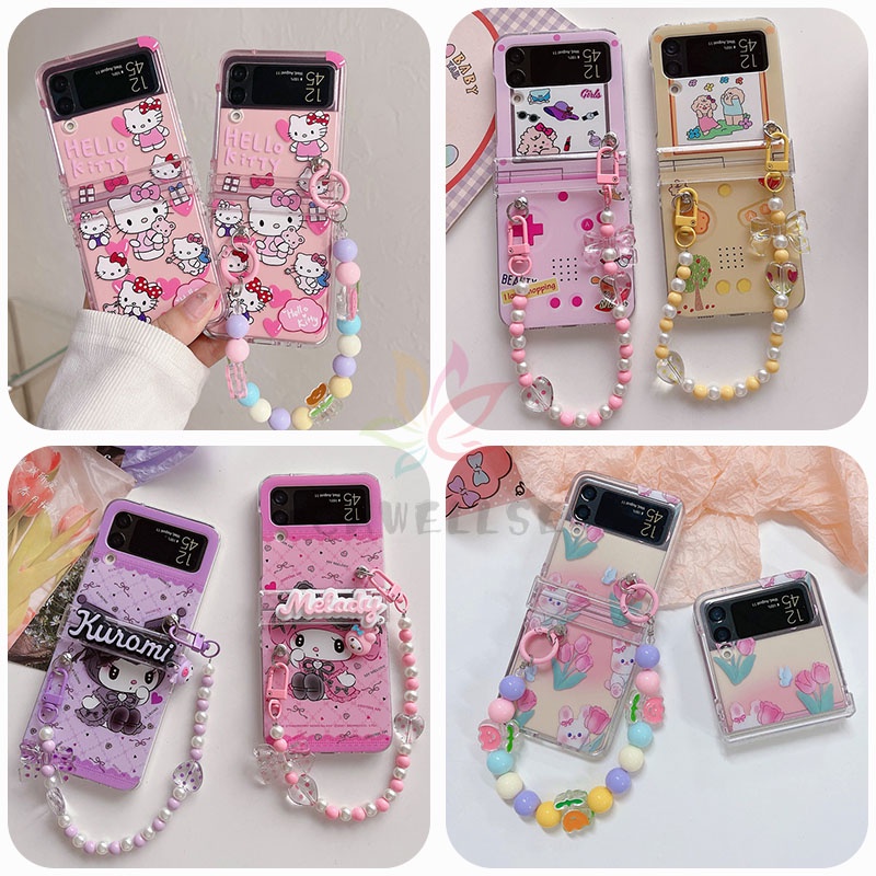 Korean Cute Pink Cartoon Clear Hard PC Casing Samsung Galaxy Z Flip 4 Z ...