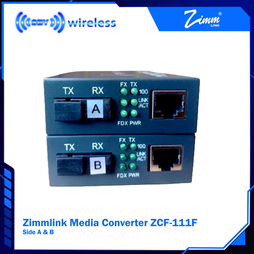 Media Converter Zimmlink ZCF-111F Fiber Optic To LAN 10/100 Mbps WDM ...