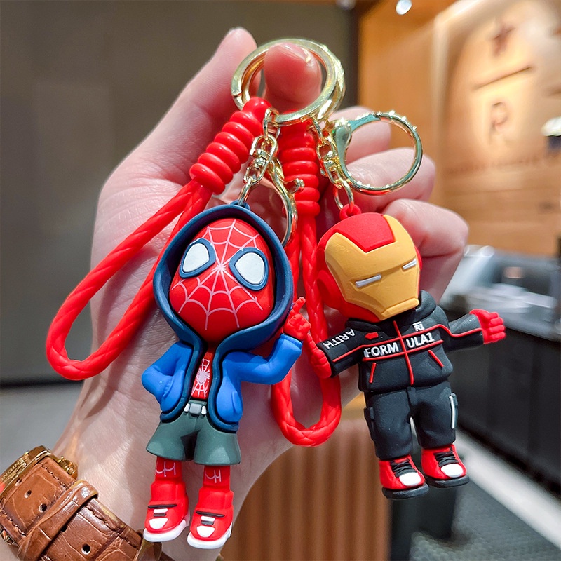 Cartoon Avengers Keychain Superhero Series 3D Spider-Man Figurine ...