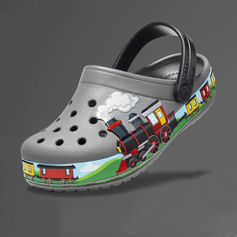 Child Train and monkey Truck Design Crocs For Kids Boy Sandals 19-35 0 ...