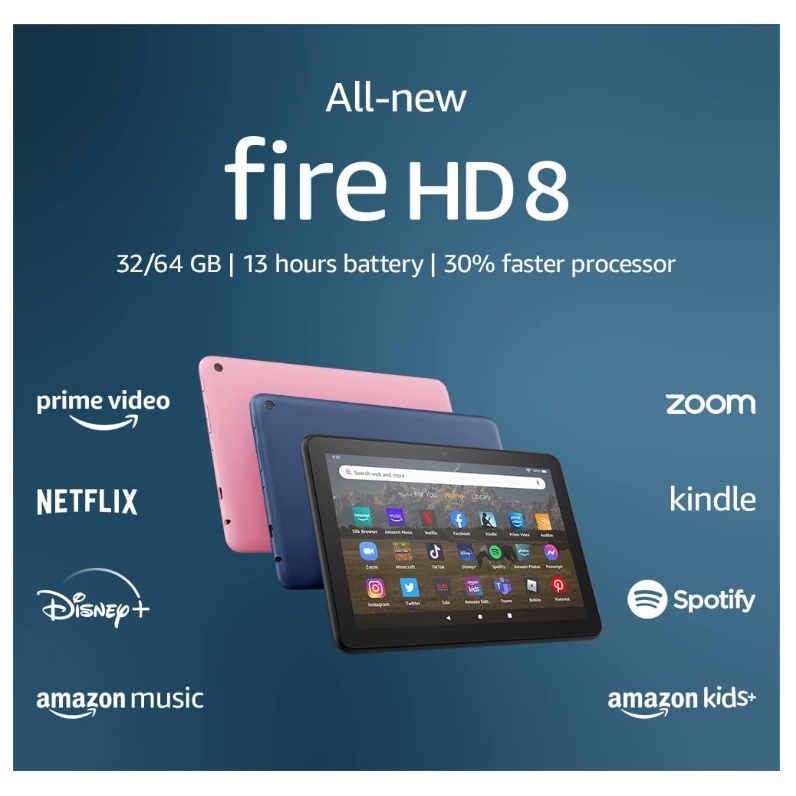 All-new Amazon Fire HD 8 Tablet, 8” HD Display, 32 GB, 12th Gen (latest ...