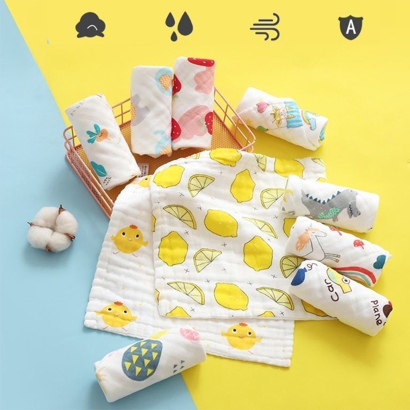 10x10 inches Baby Muslin Washcloths Natural Purified Cotton Baby Wipes Soft Newborn Baby Face