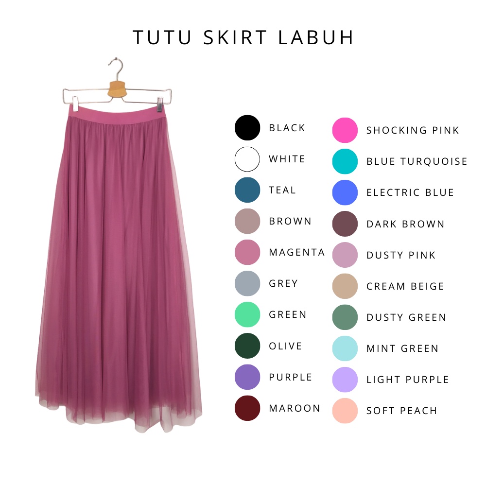 Tutu Skirt Labuh Muslimah Kembang 3 Layer Tutu Skirt Maxi Long Women