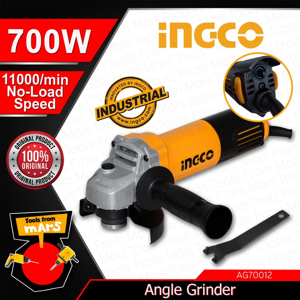 INGCO Original INDUSTRIAL Angle Grinder 700W AG70012-1 | AG70012 •TFM ...