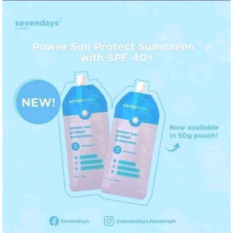Sevendays Power Sun Protect Sunscreen SPF 40 50g. | Shopee Philippines