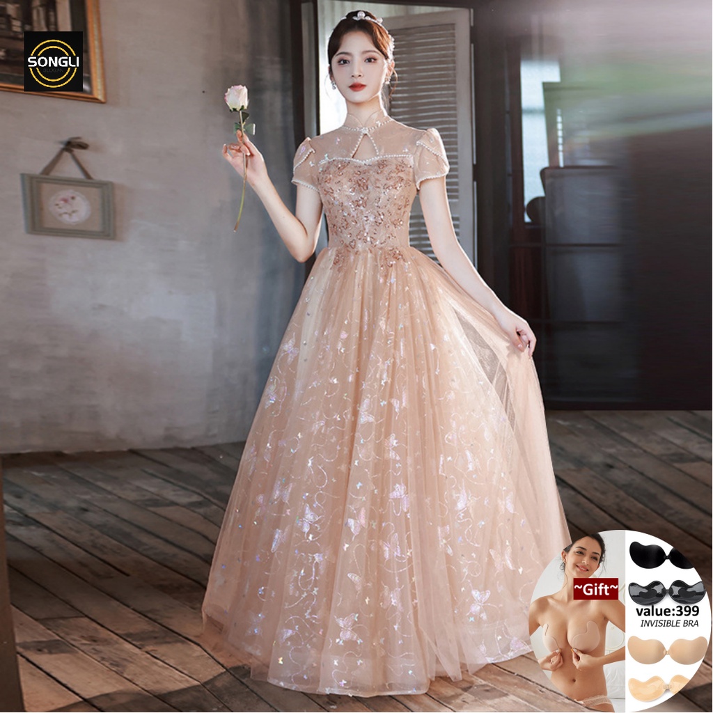 Champagne Bloom Cheongsam Dress main image 0