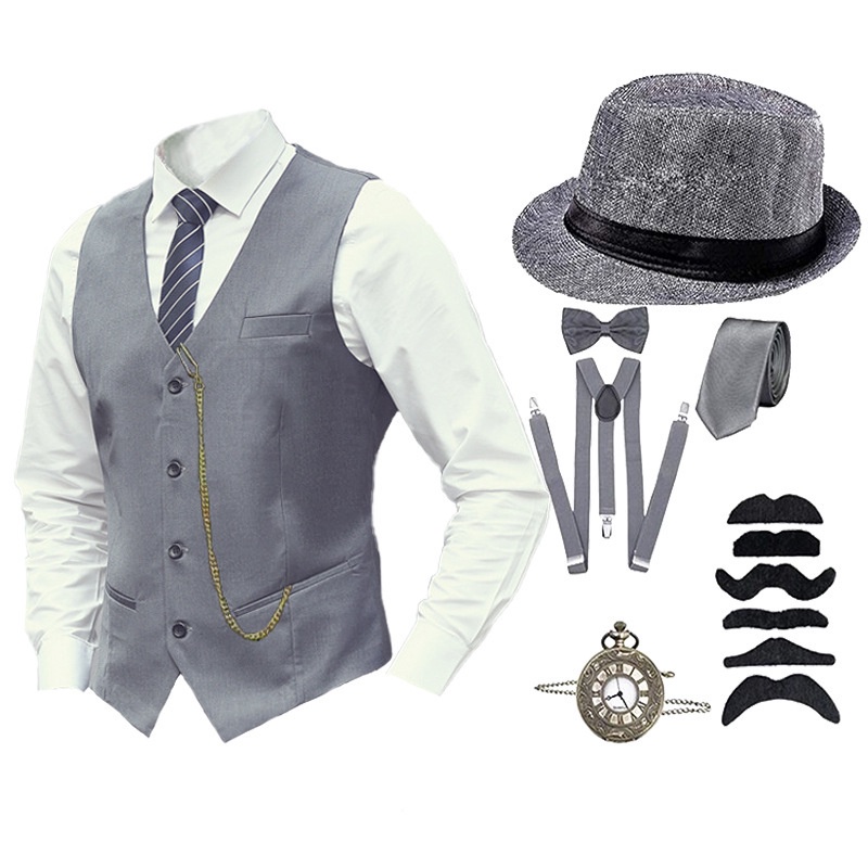 1920s Ens Costue Peaky Blinders Gatsby 1950s Fedora Hat Suspenders