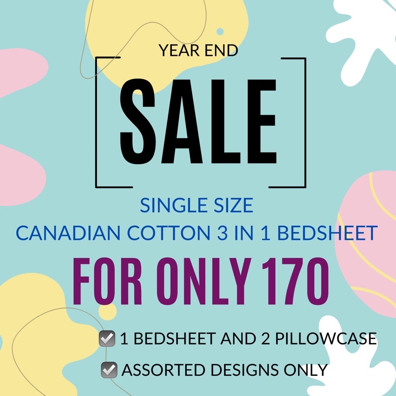 ON SALE! CANADIAN COTTON BEDSHEET 3 IN 1 BEDSHEET AND 2 PILLOWCASE