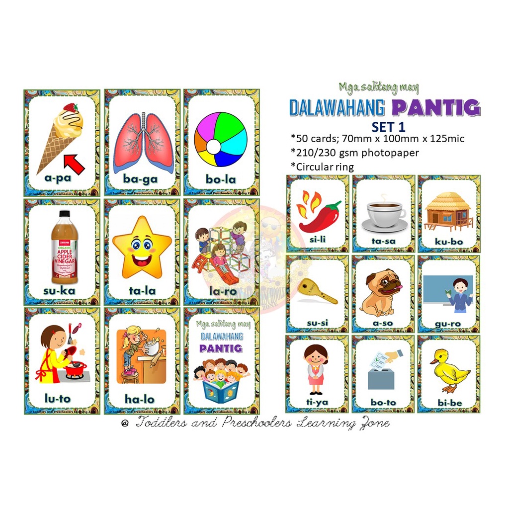 PAGPAPANTIG NG MGA SALITA | ABAKADA | 50 PCS | FLASH CARDS | Shopee ...