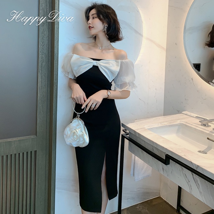 Happy Diva Summer Sexy Off Shoulder Dress Women Black Bow High Waist ...