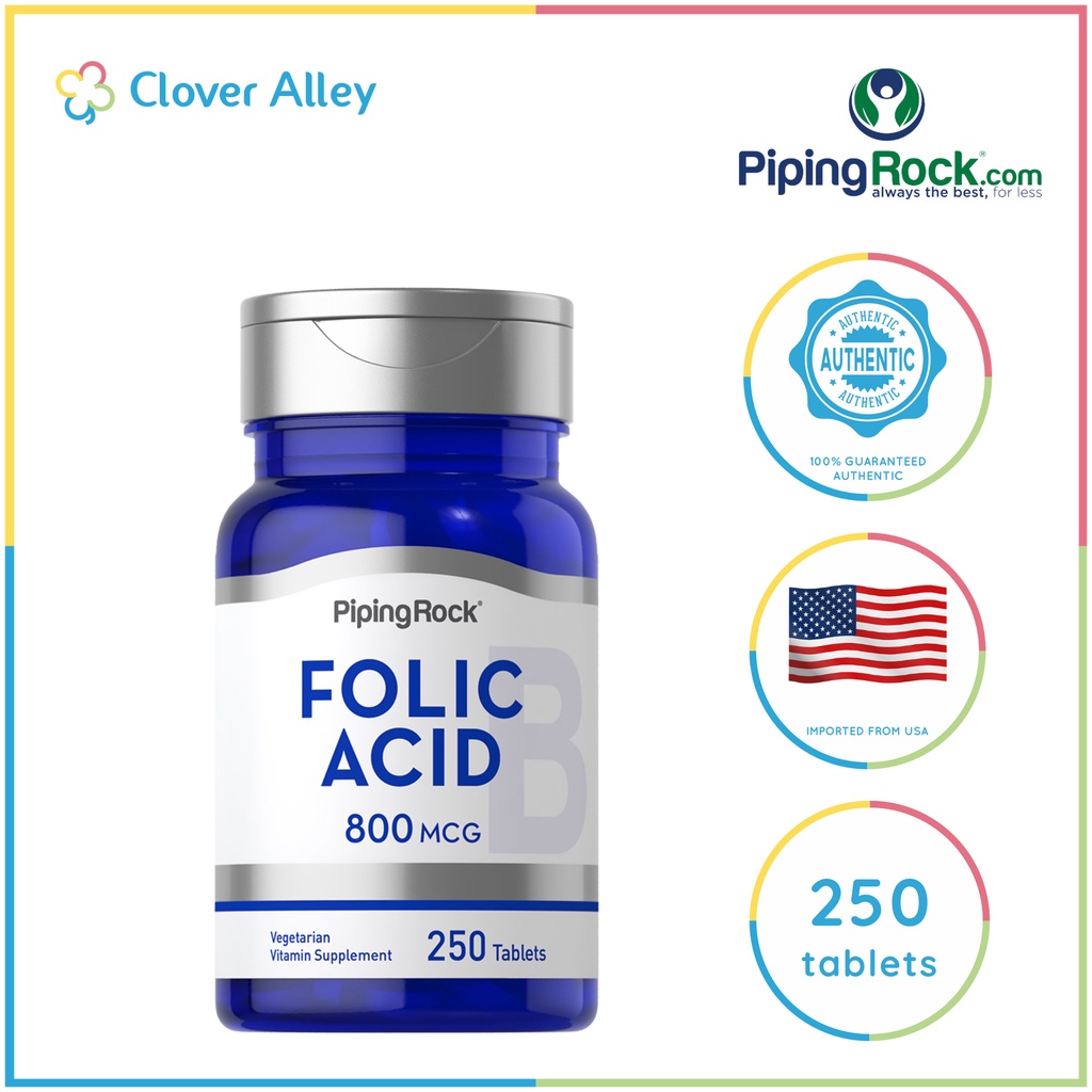 Pipingrock Folic Acid, 800 mcg, 250 Tablets(02/2025 expiry) Shopee