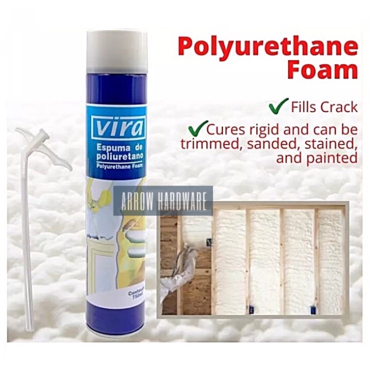 Arrow Vira Polyurethane Foam PU Foam Spray (500ml) Fills Cracks And