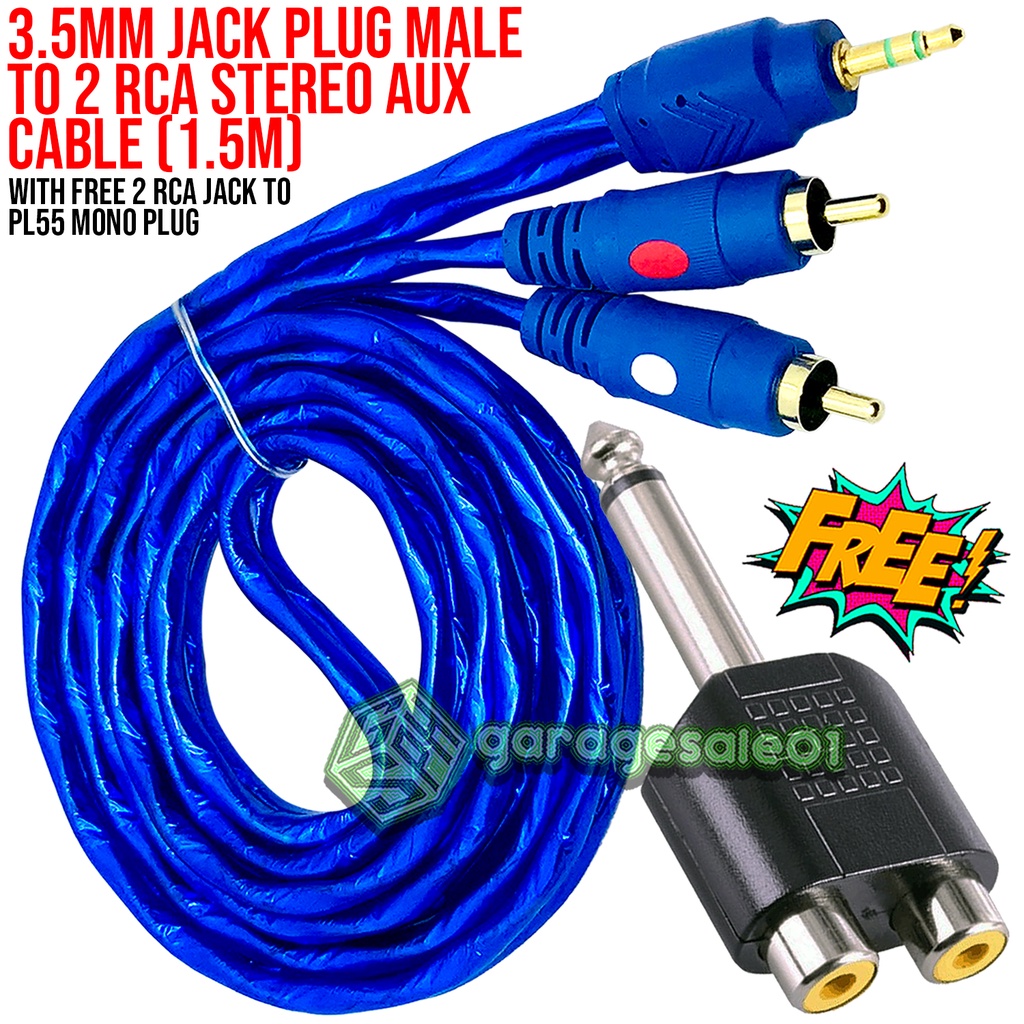 3.5mm Mono Jack Plug To RCA Phono Plug Audio / Sound Lead / Cable